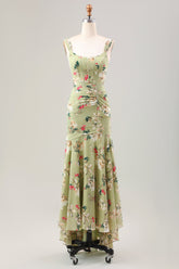 Grünes großes Blumen Meerjungfrauen Korsett Hochzeitsgastkleid